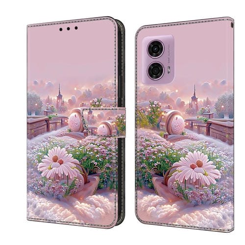 Funda de Cuero Pintada a Mano para Motorola Moto G24 (Jardín)