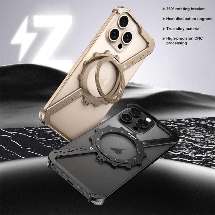 Funda para Teléfono con Soporte 360 Metal sin Marco en Forma de Z para iPhone 14 Pro Magsafe (Gris Espacial)