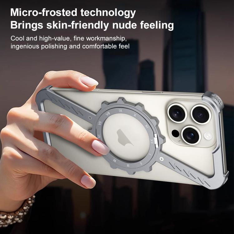 Funda para Teléfono iPhone 14 Magsafe Soporte 360 Metal sin Marco en Forma de Z (Plata Espacial)
