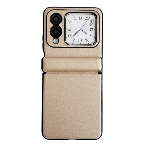 Funda de Cuero con Textura y Eje Magnético para Huawei Nova Flip (Dorado)