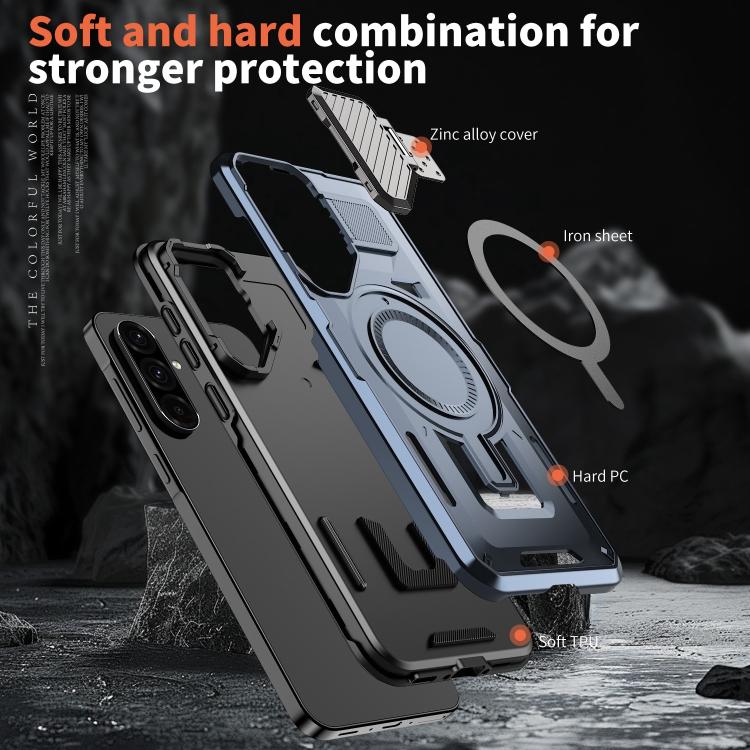 Funda con marco protector MagSafe para Samsung Galaxy A36 5G (azul)