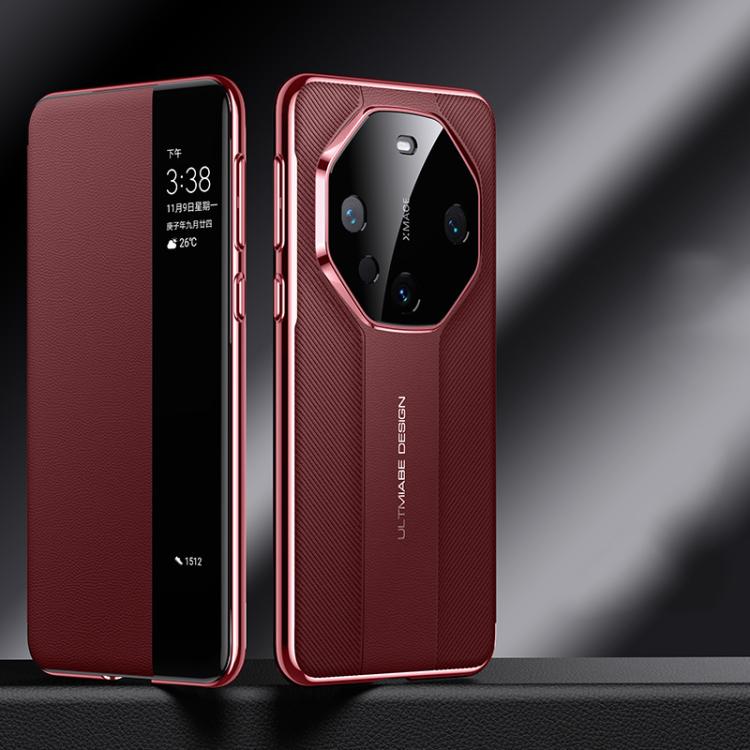 Funda para Teléfono Huawei Mate 60 con Diseño Imitación Ventana Smart View (Roja)