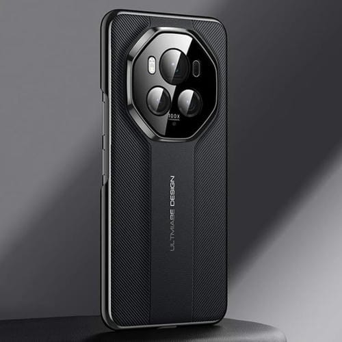 Funda de Cuero Liso con Diseño de Imitación Ultimate para Honor Magic6 Pro (Negro)