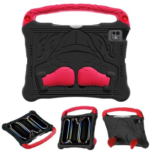 Funda para iPad Pro 11 (2024) Eva a Prueba de Golpes con Soporte y Correa (Negro y Rojo)
