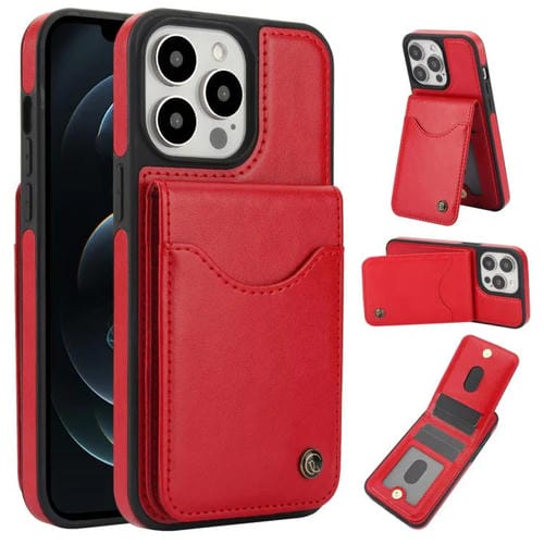 Funda para iPhone 12 Pro Max Awquer Cuero con Tapa Vertical para Tarjetas y Soporte (Rojo)