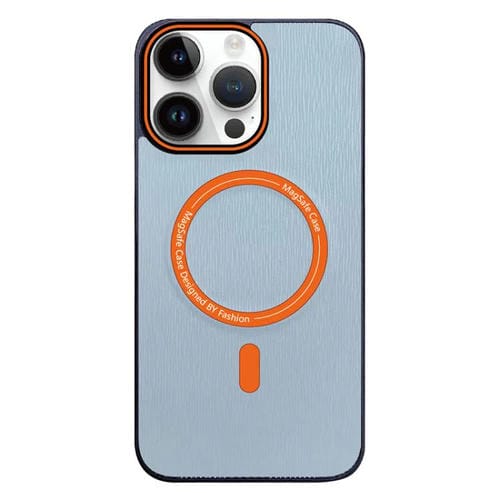 Funda para Teléfono Apple iPhone 12 Pro Max Textura Madera Imitación Magsafe (Azul Cielo)