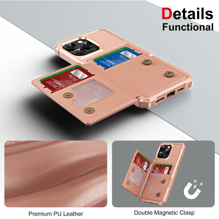 Funda para Teléfono iPhone 16 Pro Cuero Tapa Horizontal Tarjetero (Oro Rosa)