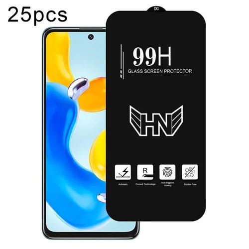 Para Redmi Note 11S 5G 25 Piezas de Película de Vidrio Templado de Pantalla Completa de Arco Grande de Aluminio Alto
