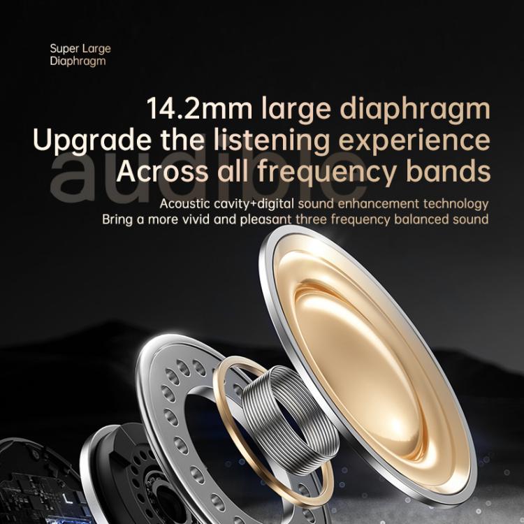 Auriculares inalámbricos Lenovo Ea305 Bluetooth pantalla digital montados en la oreja (Blanco Roca)