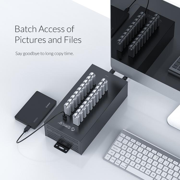 Concentrador USB 2.0 Orico Ih20P 20 Puertos Grado Industrial Enchufe de la UE (Negro)