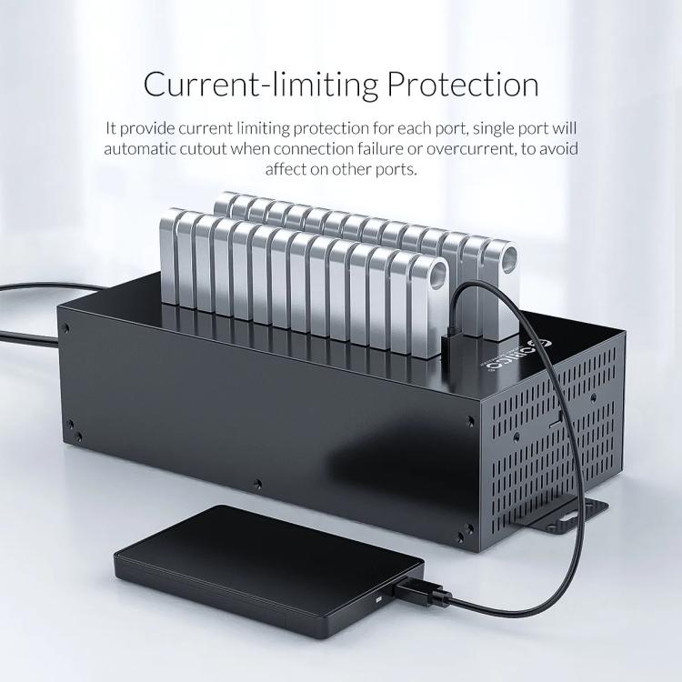 Concentrador USB 2.0 Orico IH30P de Grado Industrial de 30 Puertos con Enchufe Británico (Negro)