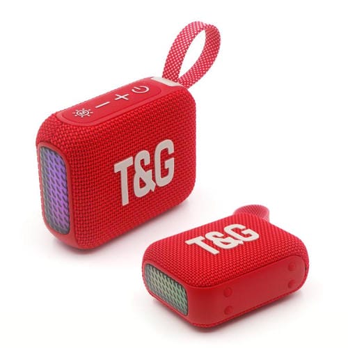 Subwoofer Estéreo Portátil T&G Tg445 Graves y Luz RGB Altavoz Inalámbrico TWS BT (Rojo)