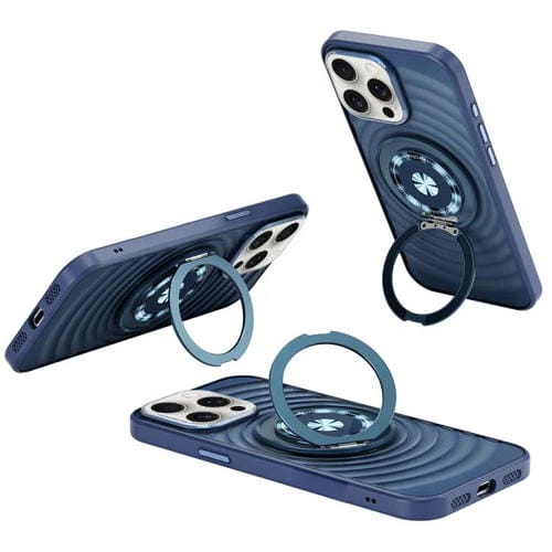 Funda para Teléfono Apple iPhone 15 Pro Max con Soporte Magsafe y Diseño de Ondas (Azul Sierra)