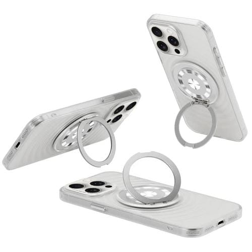 Funda para Teléfono iPhone 14 Pro con Soporte Magsafe y Diseño de Ondas (Transparente y Blanca)