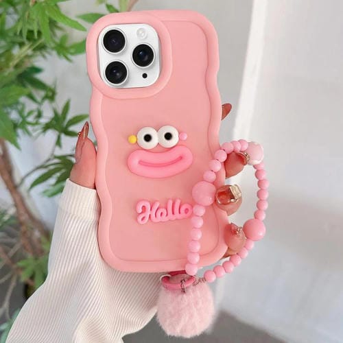 Funda TPU iPhone 11 Pro Max Boca de Salchicha Cadena de Cuentas (Rosa)