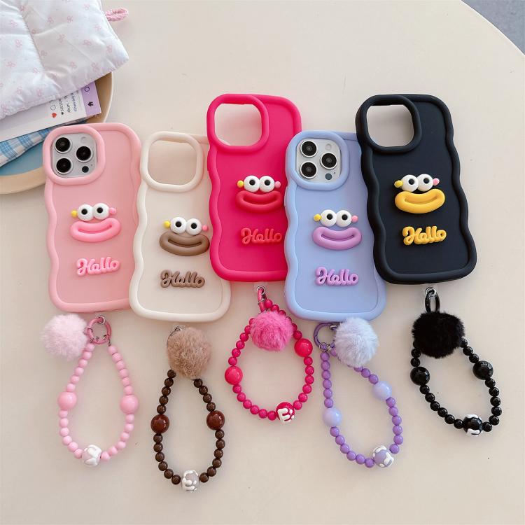 Funda TPU iPhone 11 Pro Forma Boca de Salchicha Cadena Cuentas (Rosa)
