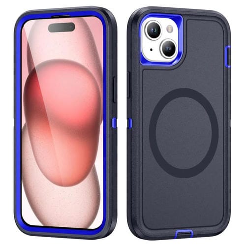 Funda Magnética Resistente al Agua para iPhone 14 Plus/15 Plus (Azul Oscuro y Azul Real)