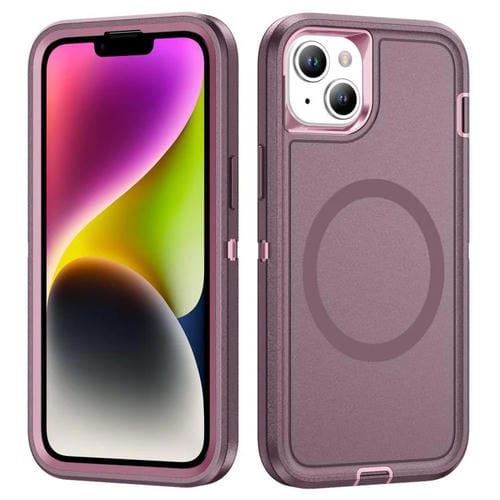 Funda Magnética para iPhone 13/14 Resistente al Agua y Magsafe (Morado y Rosa)