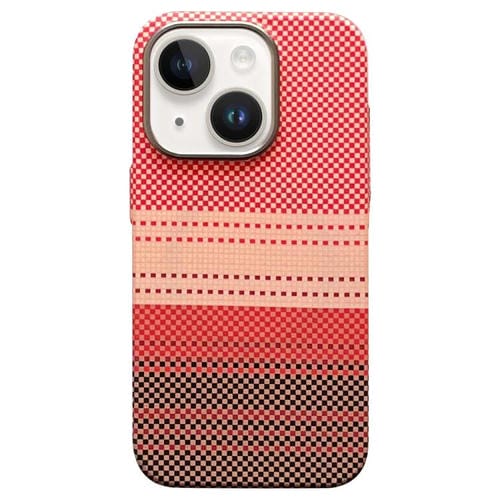 Estuche para teléfono iPhone 15 Plus con marco de protección de Lente de metal Magsafe (Naranja Atardecer)