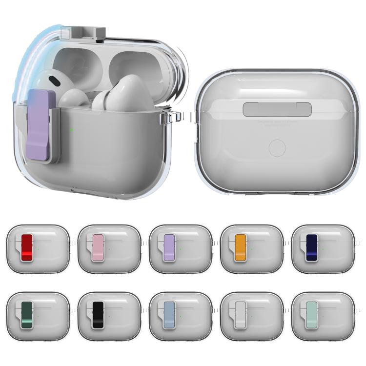 Estuche Para Auriculares Inalámbricos Airpods Pro Ice Crystals Con Interruptor Magnético (Azul Oscuro Transparente)