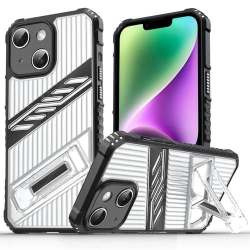 Funda híbrida para iPhone 14 Plus TPU con soporte PC (Negro Transparente)