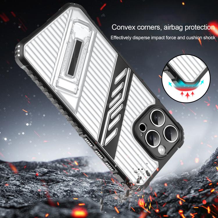 Funda híbrida TPU para iPhone 14 con soporte para PC (Gris Espacial)