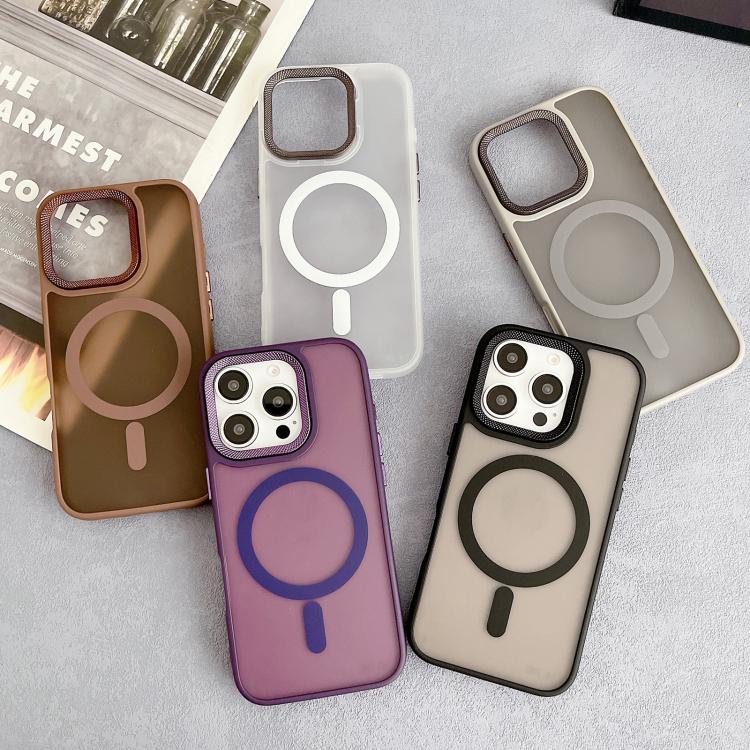 Estuche Híbrido TPU y PC con Marco Lente Diamante Magsafe para iPhone 14 Pro (Dorado del Desierto)