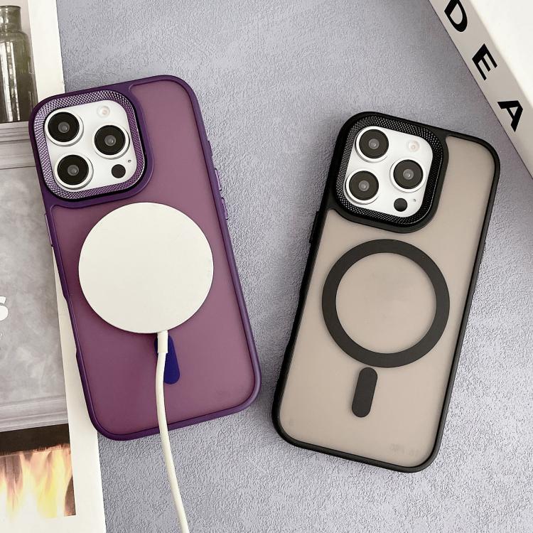 Estuche Híbrido TPU y PC con Marco Lente Diamante Magsafe para iPhone 14 Pro (Dorado del Desierto)