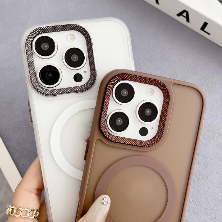 Funda Híbrida TPU y PC con Marco Lente Diamante para iPhone 12 Magsafe (Morado)