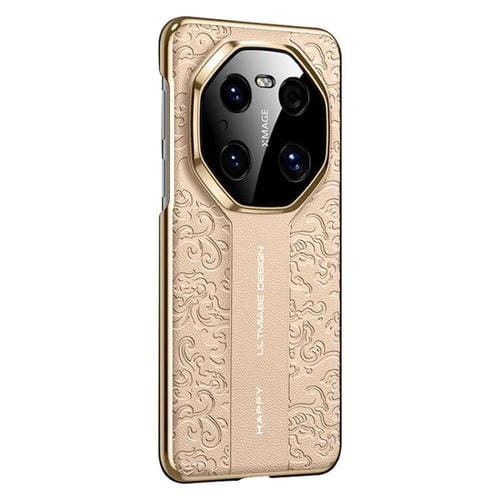 Funda de Cuero Huawei Mate 40 Pro con Diseño de Dragón en la Nube (Dorada)