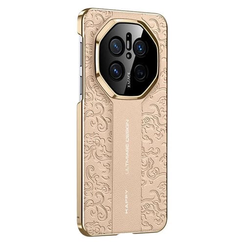 Funda de Cuero Huawei Mate 70 con Diseño Dragón en la Nube (Dorada)