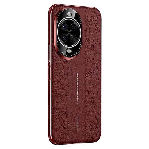 Funda de PC de cuero liso con diseño de dragón en la nube para Huawei nova 14 (roja)