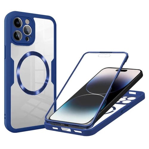 Funda para Teléfono Magsafe iPhone 14 Pro Max Textura Cd (Azul)