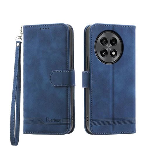 Funda híbrida de Cuero PU y TPU Dierfeng Dream Line para OnePlus 13R / Ace 5 / Ace 5 Pro (Azul)
