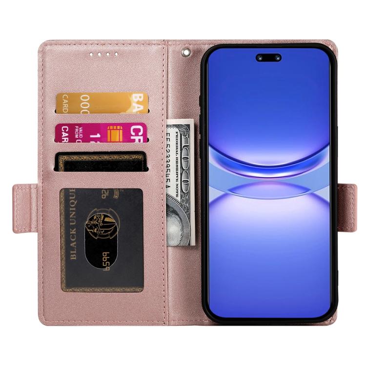 Funda de Cuero Esmerilado con Hebilla Lateral Magnética para Huawei Nova 13 Pro (Oro Rosa)