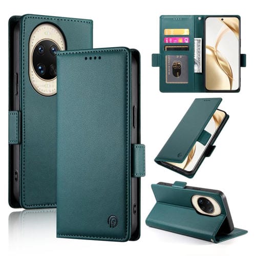 Funda de cuero esmerilado magnético con hebilla lateral para Huawei Nova 14 Ultra (verde oscuro)