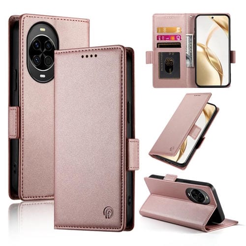 Funda magnética de cuero esmerilado con hebilla lateral para Huawei Nova 14 (oro rosa)
