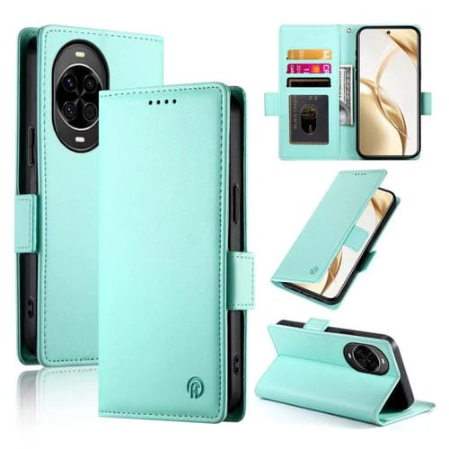 Funda magnética de cuero esmerilado con hebilla lateral para Huawei Nova 14 (verde menta)