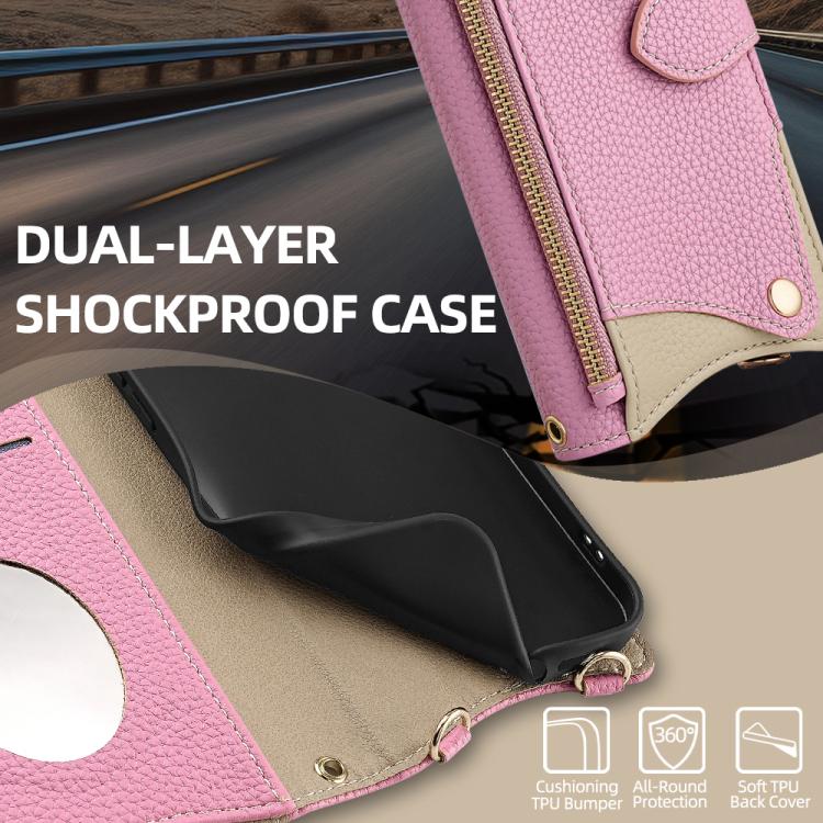 Funda de Cuero con Cadena Cruzada y Diseño Cola de Pez para Tecno Spark 30 5G Pova 6 Neo 5G (Rosa)