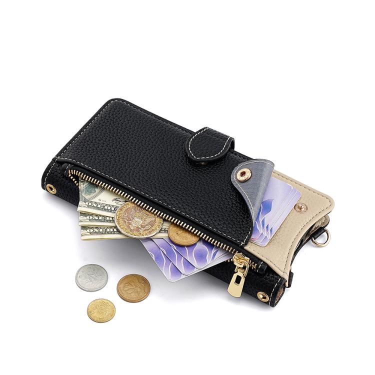 Funda de cuero lichi con cadena cruzada y cola de pez para Redmi A5 4G (171,7 mm) (negro)