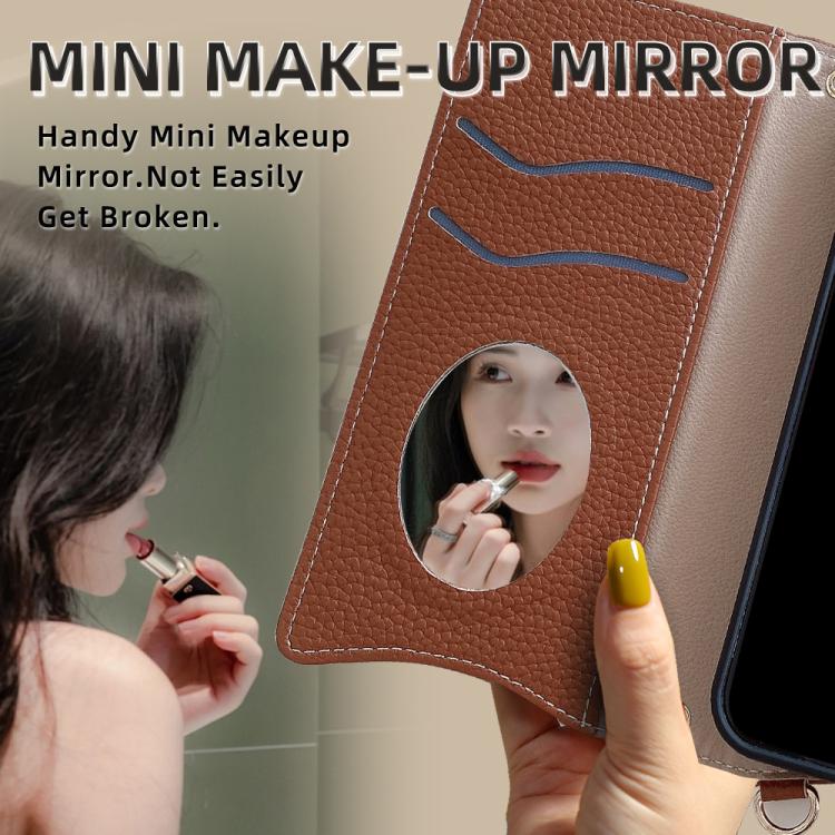 Funda de cuero de lichi con cadena cruzada y cola de pez para Redmi A5 4G (171,7 mm) (marrón)