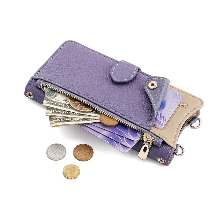 Funda de cuero de lichi con diseño de cola de pez y cadena cruzada para Redmi A5 4G (171,7 mm) (morado)