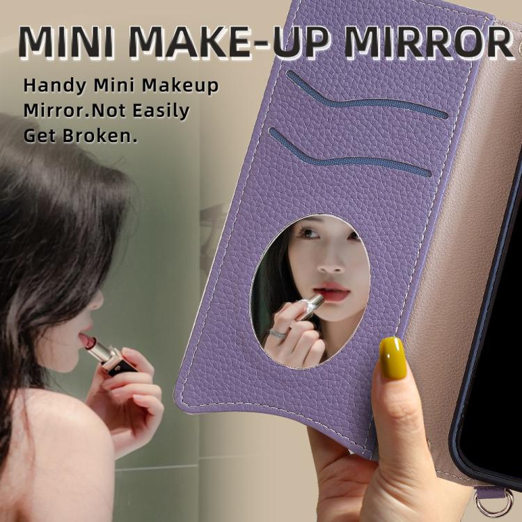 Funda de cuero de lichi con diseño de cola de pez y cadena cruzada para Redmi A5 4G (171,7 mm) (morado)