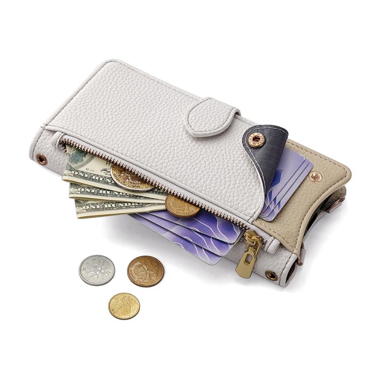 Funda de cuero lichi con cadena cruzada y cola de pez para Redmi A5 4G (171,7 mm) (blanco)