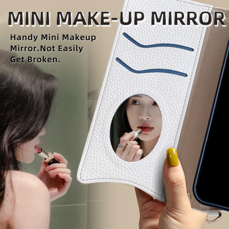 Funda de cuero lichi con cadena cruzada y cola de pez para Redmi A5 4G (171,7 mm) (blanco)