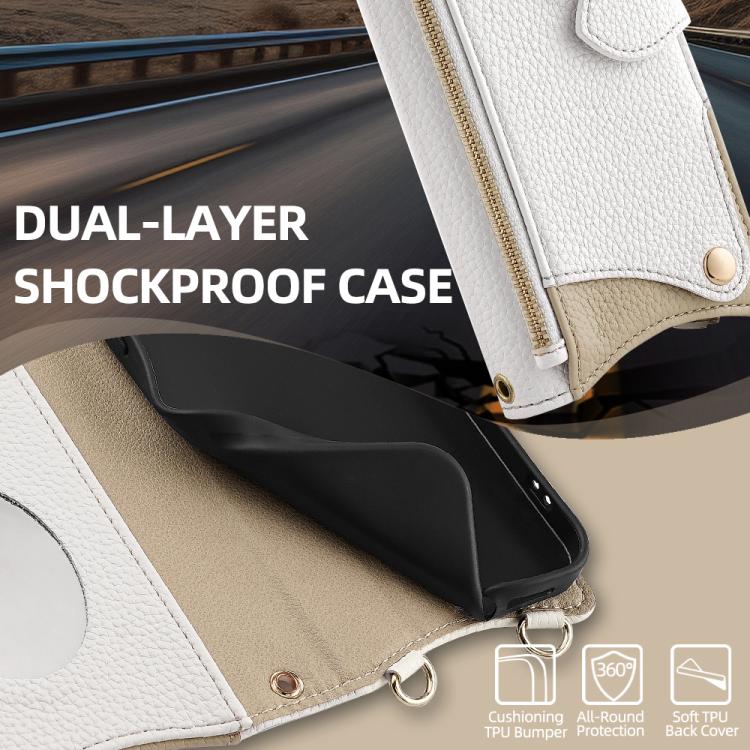 Funda de cuero lichi con cadena cruzada y cola de pez para Redmi A5 4G (171,7 mm) (blanco)