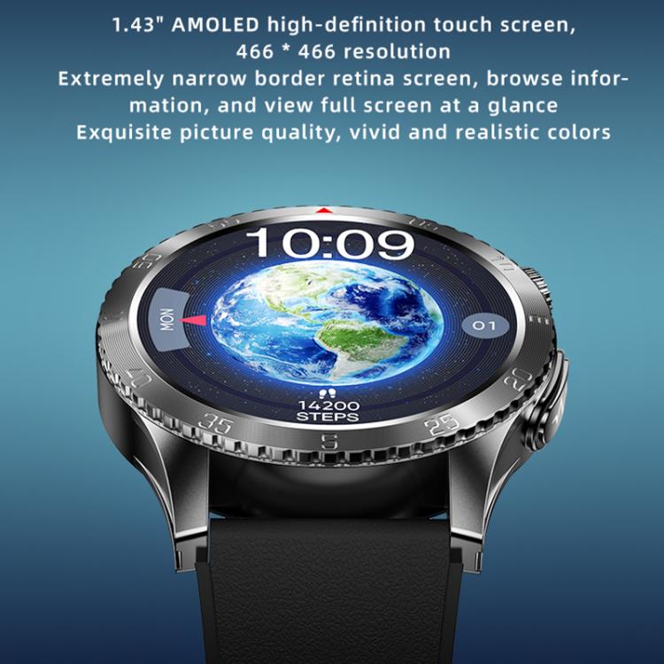 Reloj Inteligente H9 con Correa de Silicona, Pantalla 1,43 Pulgadas, ECG, Llamadas Bluetooth y Asistente de Voz (Negro)