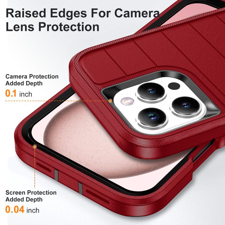 Funda de Silicona y PC Defender Gen2 para iPhone 16 Pro con Soporte (Rojo y Negro)