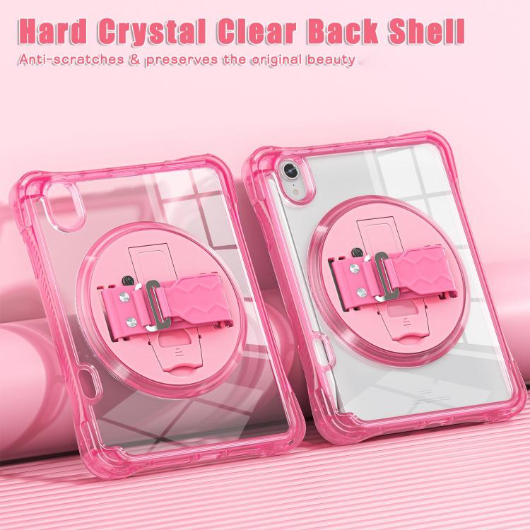 Funda Híbrida TPU para Tableta iPad Mini 2024 Mini 6 con Soporte Giratorio (Rosa Roja)