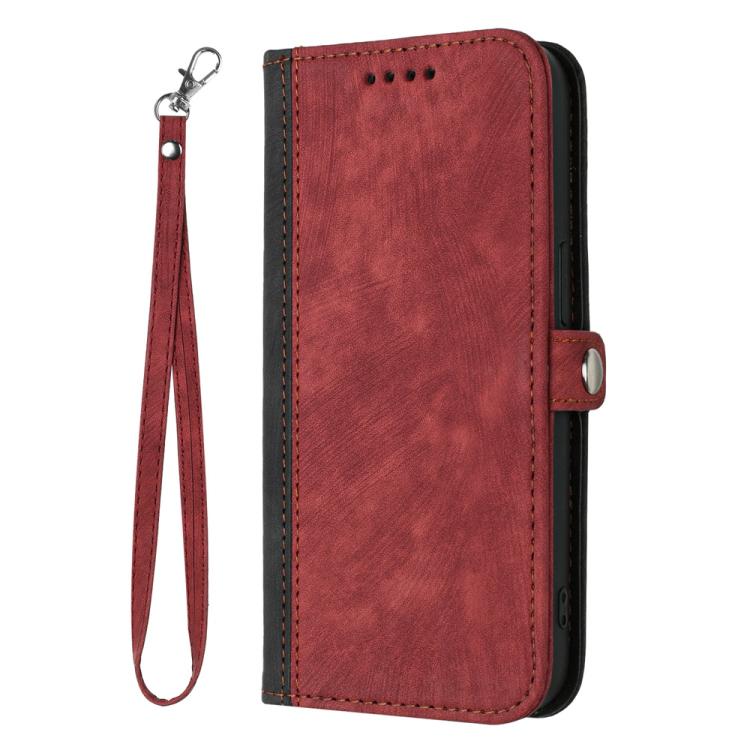 Funda de Cuero para Teléfono Itel A80 con Correa de Mano y Hebilla Lateral Doble Plegable (Rojo)